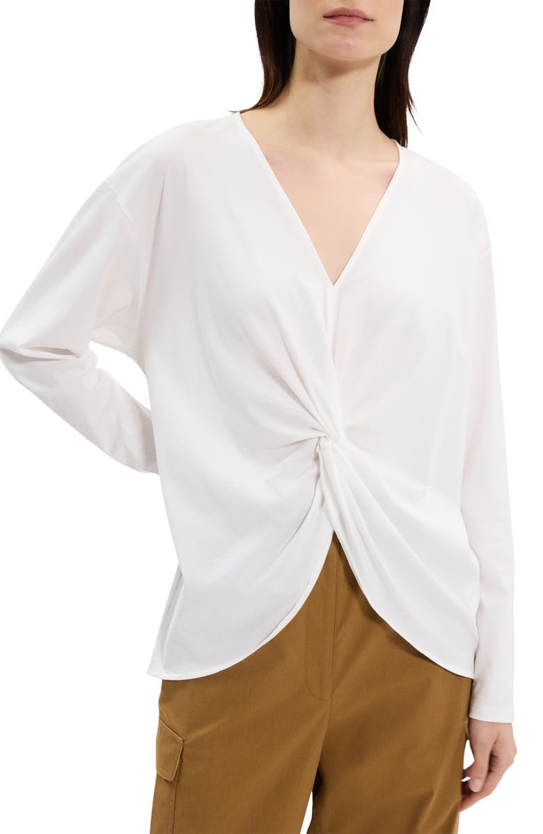 Theory Relaxed Twist Front Organic Pima Cotton Top, Alternate, color, 