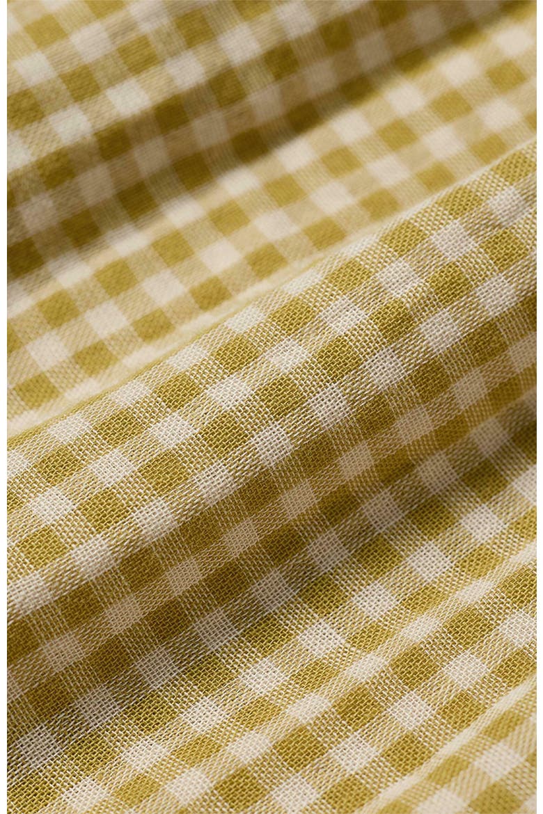 Organic Cotton Coastal Double Gauze Poet Sleeve Dress, Alternate, color, Gold Gingham