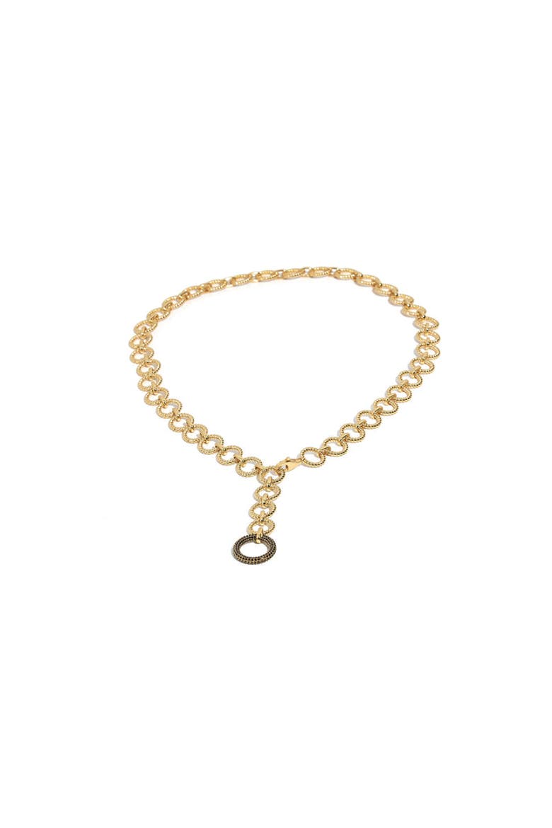 Modern Circle Link Necklace with moissanite stone, Main, color, Yellow Gold
