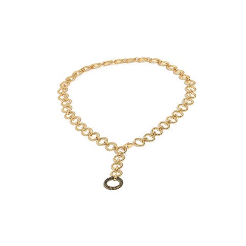 Modern Circle Link Necklace with moissanite stone