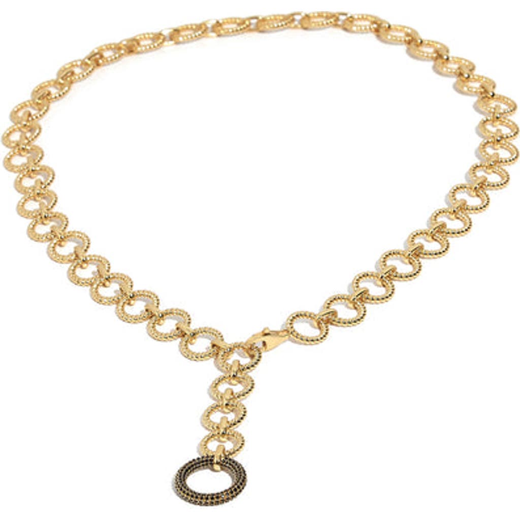 Zarux Modern Circle Link Necklace With Moissanite Stone In Gold