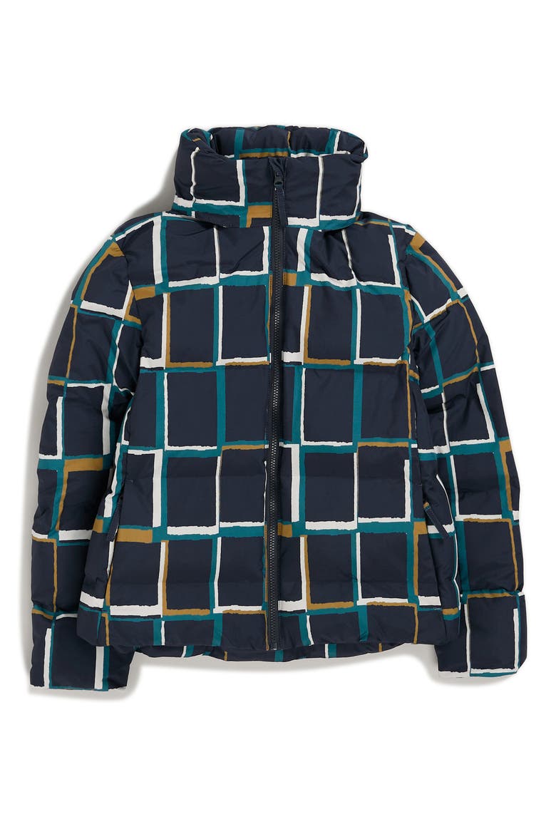 Field Path Waterproof Puffer Jacket, Alternate, color, WINDOW PANES INKWELL BLUE