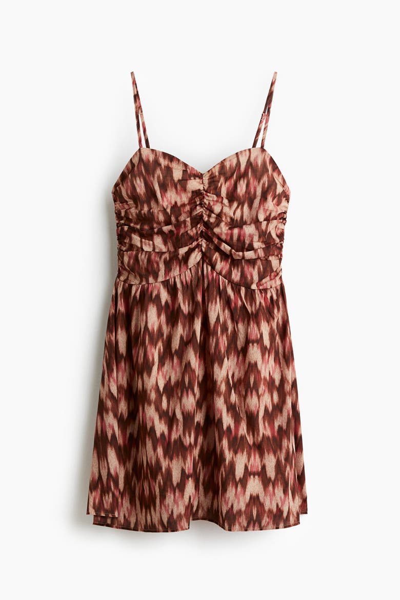 Printed Strappy Dress, Main, color, Brown/patterned