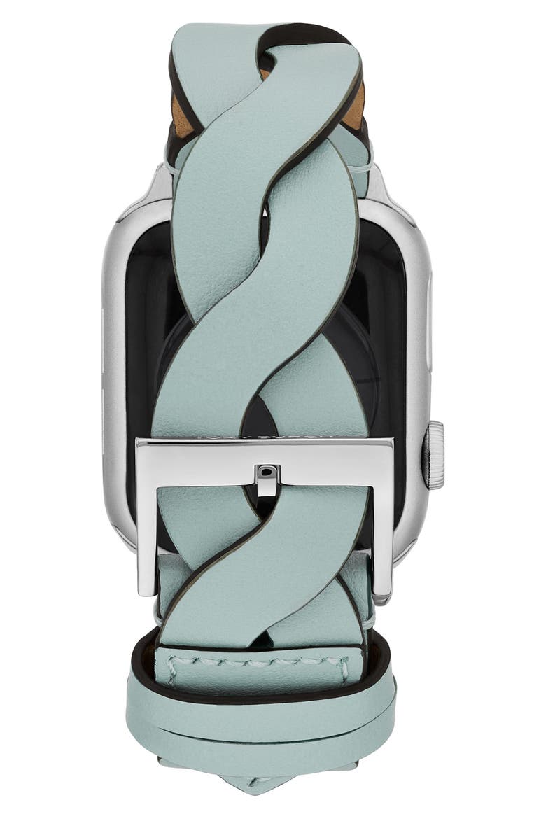 Braided Leather 20mm Apple Watch® Watchband, Alternate, color, BLUE