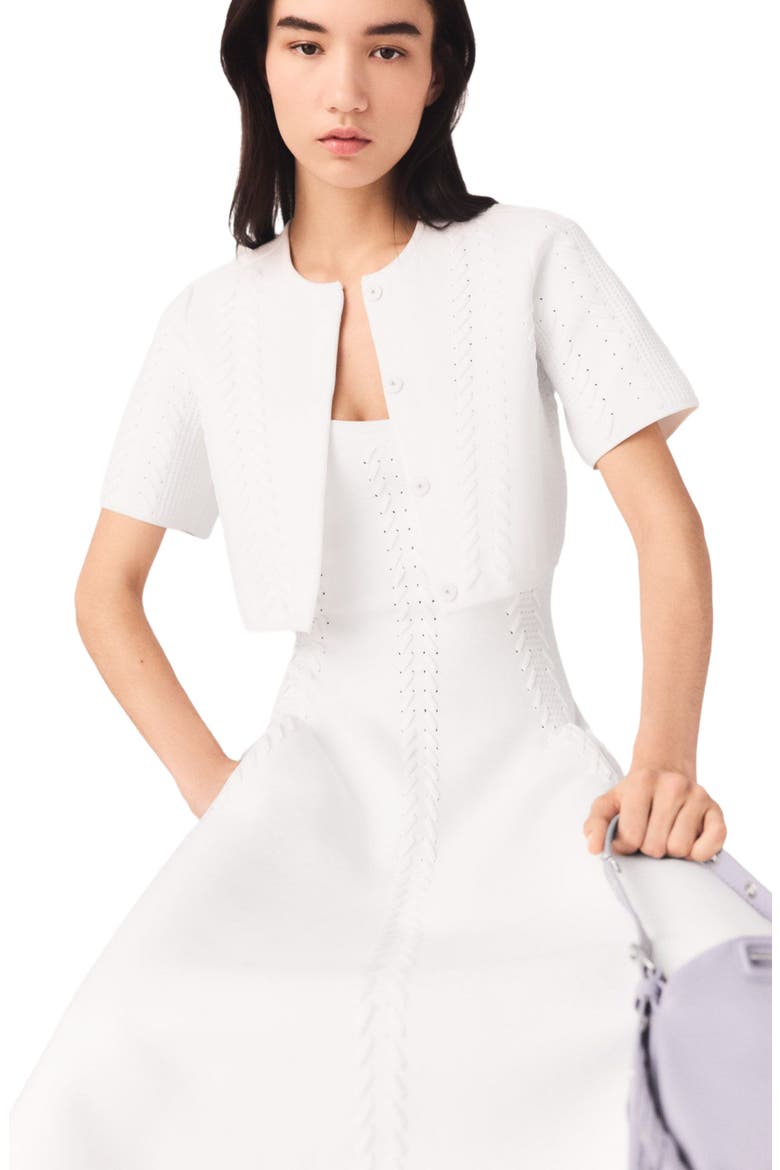 Cropped cardigan, Alternate, color, White