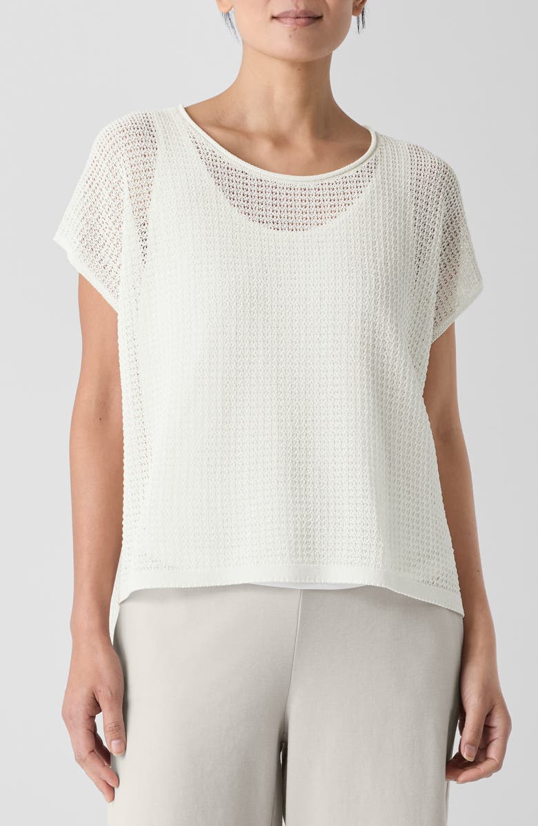 Eileen Fisher Open Stitch Organic Cotton Sweater, Main, color, Ivory