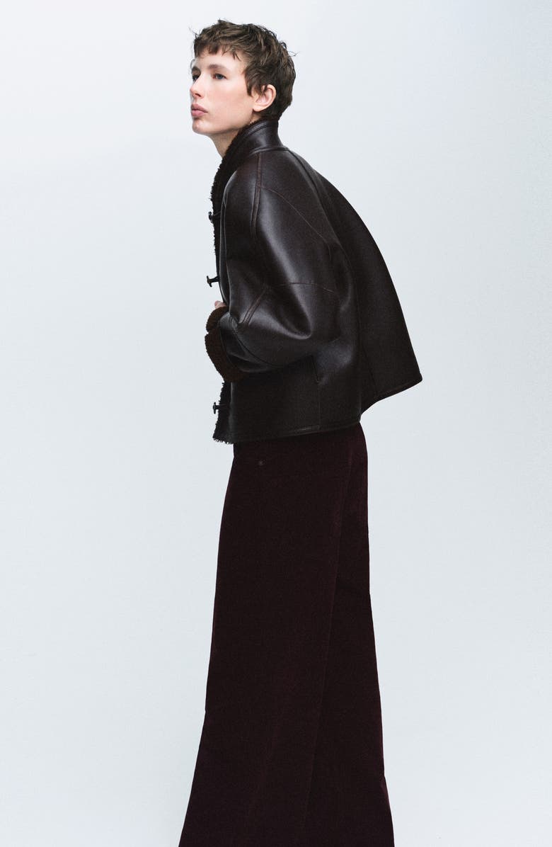 MANGO Faux Leather & Faux Shearling Reversible Jacket, Alternate, color, Black