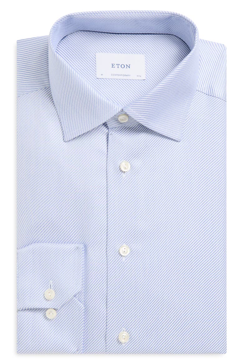 Contemporary Fit Blue Diagonal Weave Cotton Dobby Dress Shirt, Alternate, color, MEDIUM BLUE