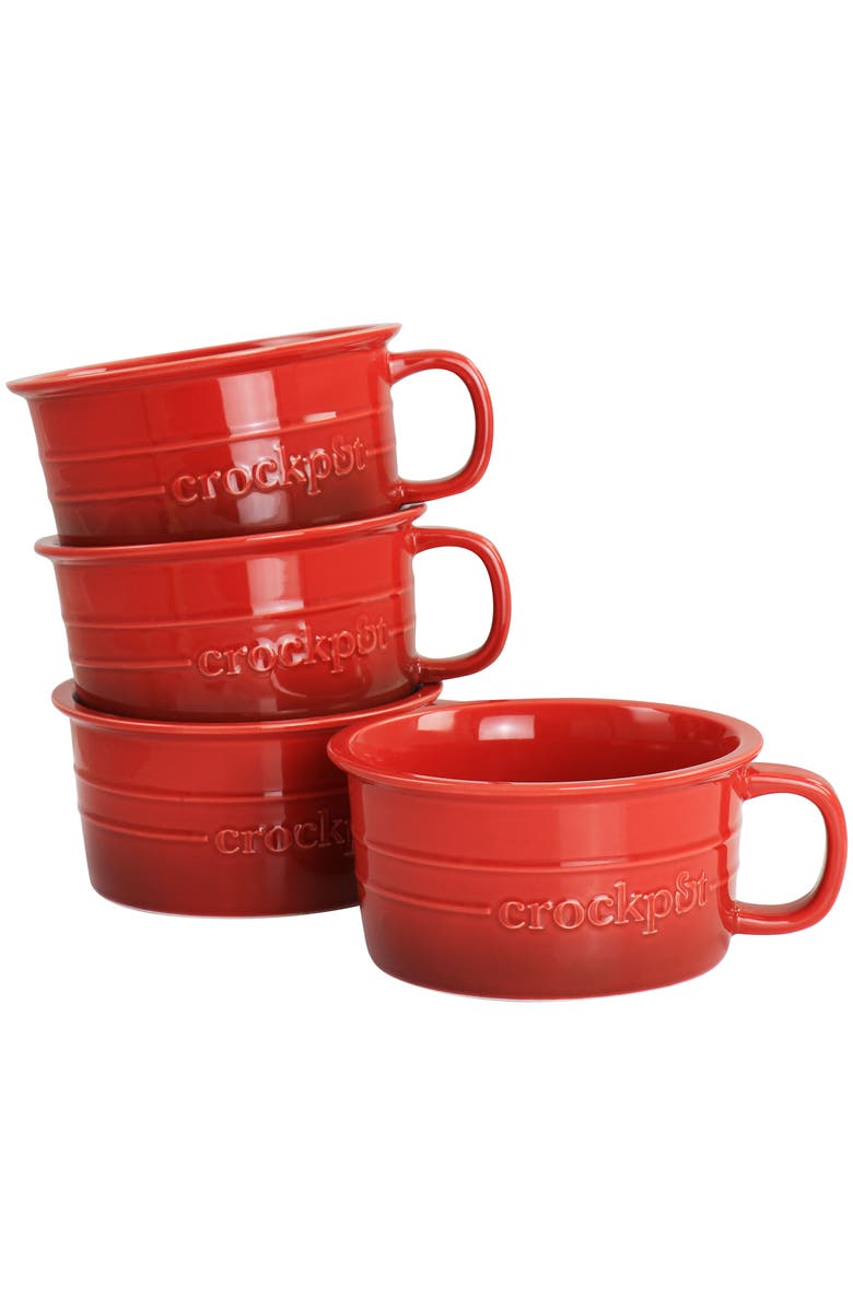 Crock-pot Appleton 24oz Stoneware 4 Piece Soup Mug Set, Main, color, Red