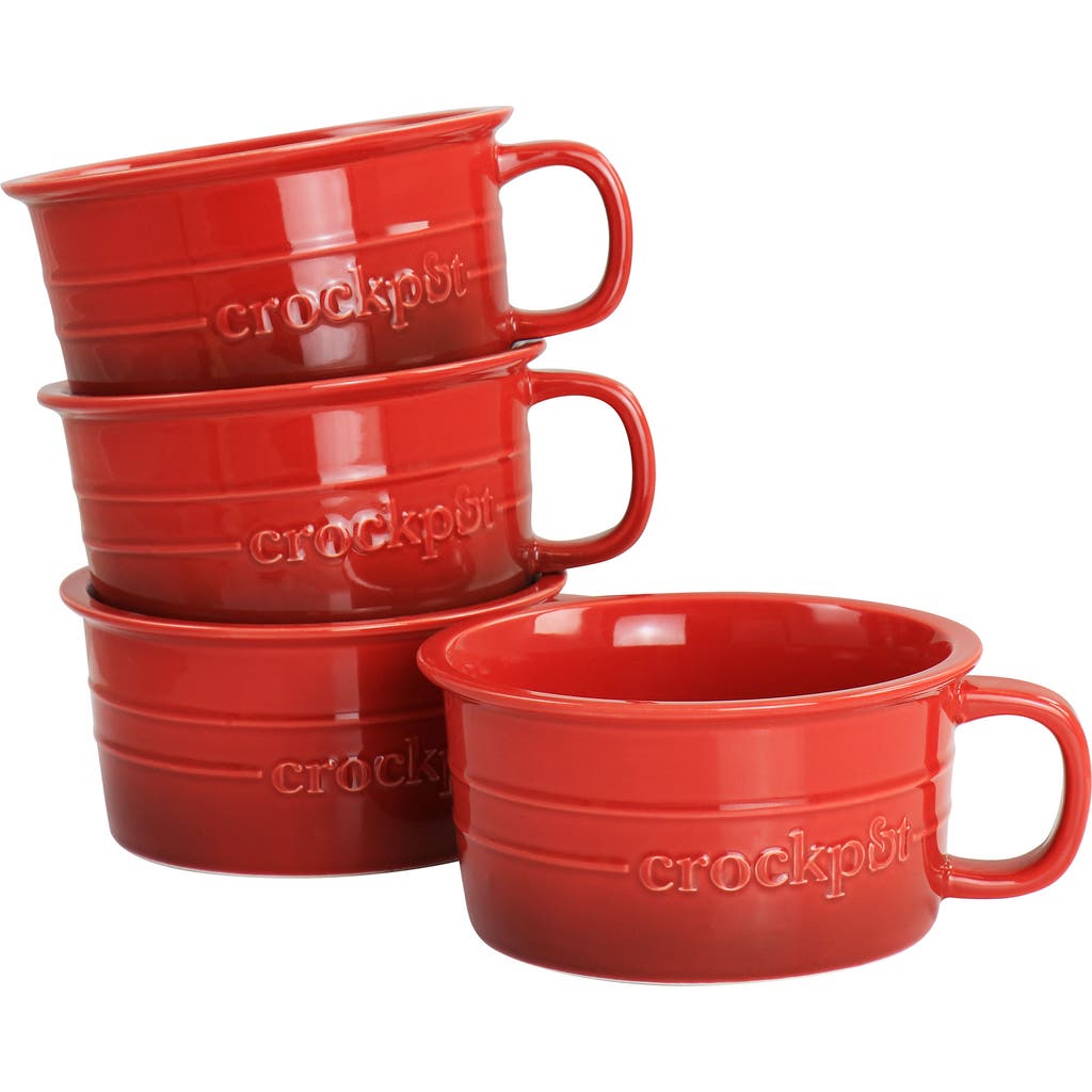 Crock-pot Appleton 24oz Stoneware 4 Piece Soup Mug Set In Red
