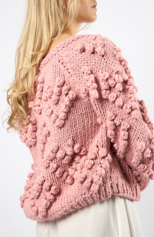 Viens Avec Moi Popcorn Cardigan In Pink