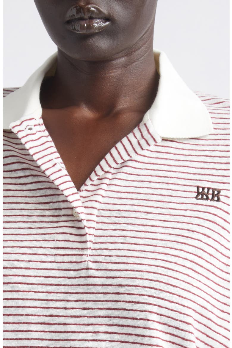 Trust Stripe Linen & Cotton Jersey Polo, Alternate, color, IVORY/ WINE