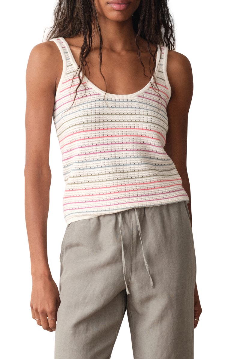 Marine Layer Siena Stripe Cotton Pointelle Sweater Tank, Main, color, Stripe Multi