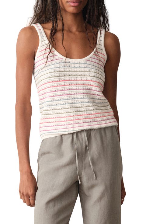 Siena Stripe Cotton Pointelle Sweater Tank