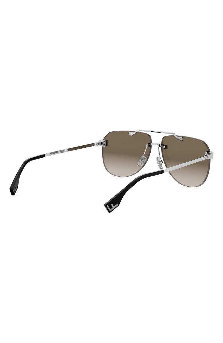 Fendi 'Fendi Sky 61mm Pilot Sunglasses, Alternate, color, Shiny Palladium / Brown