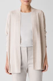 Eileen Fisher Organic Linen Blend Open Front Cardigan
