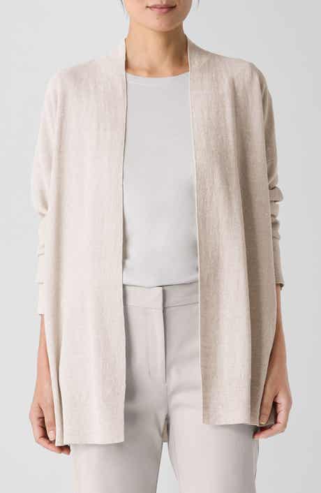 Organic Linen Blend Open Front Cardigan