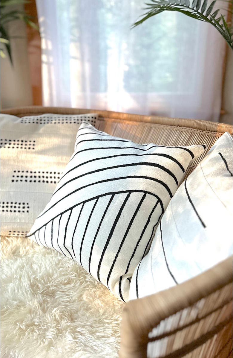 Mbare Organic Lines White Sadza Pillow Cover 46Cm, Alternate, color, White