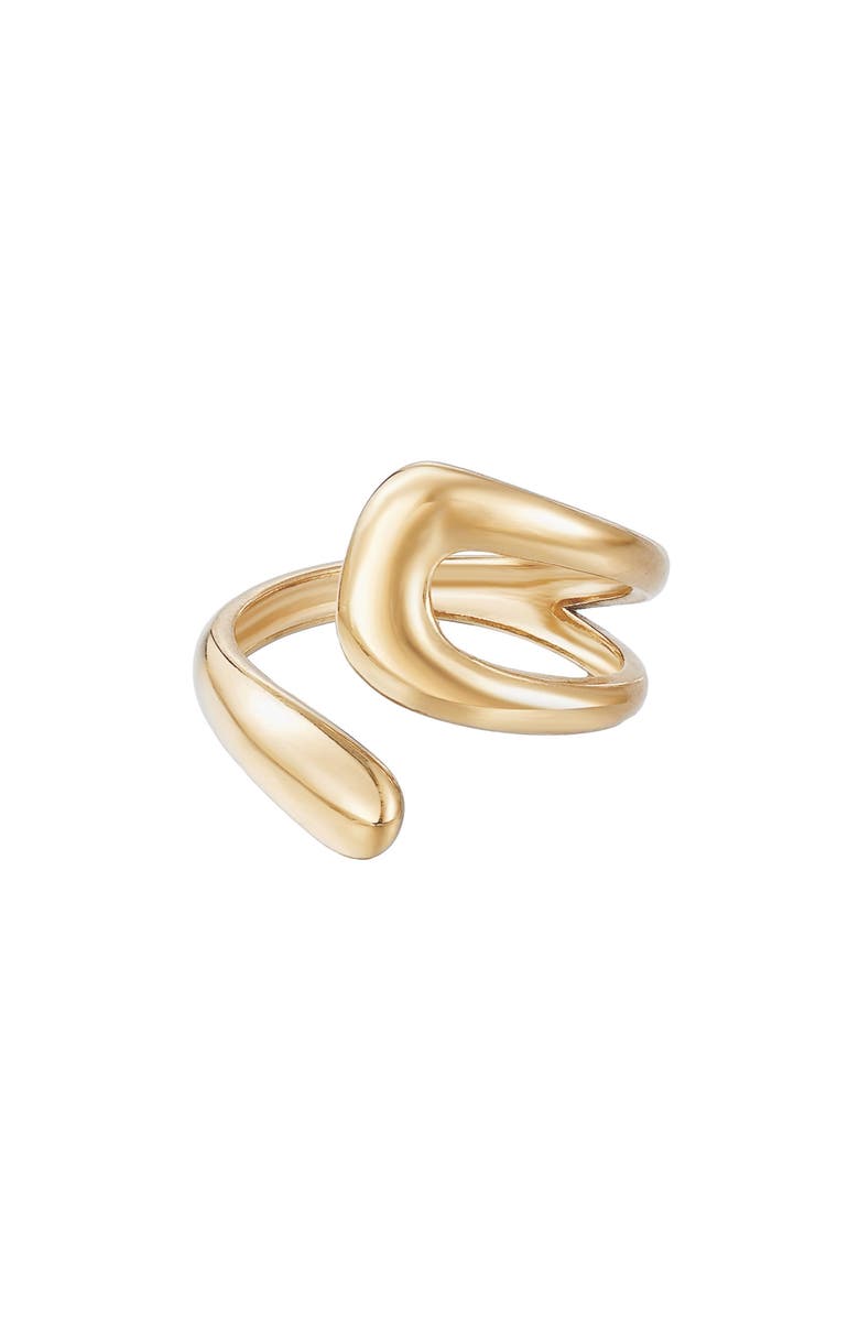 Adornia 18K Gold Plated Stainless Steel Bypass Ring, Main, color, Gold