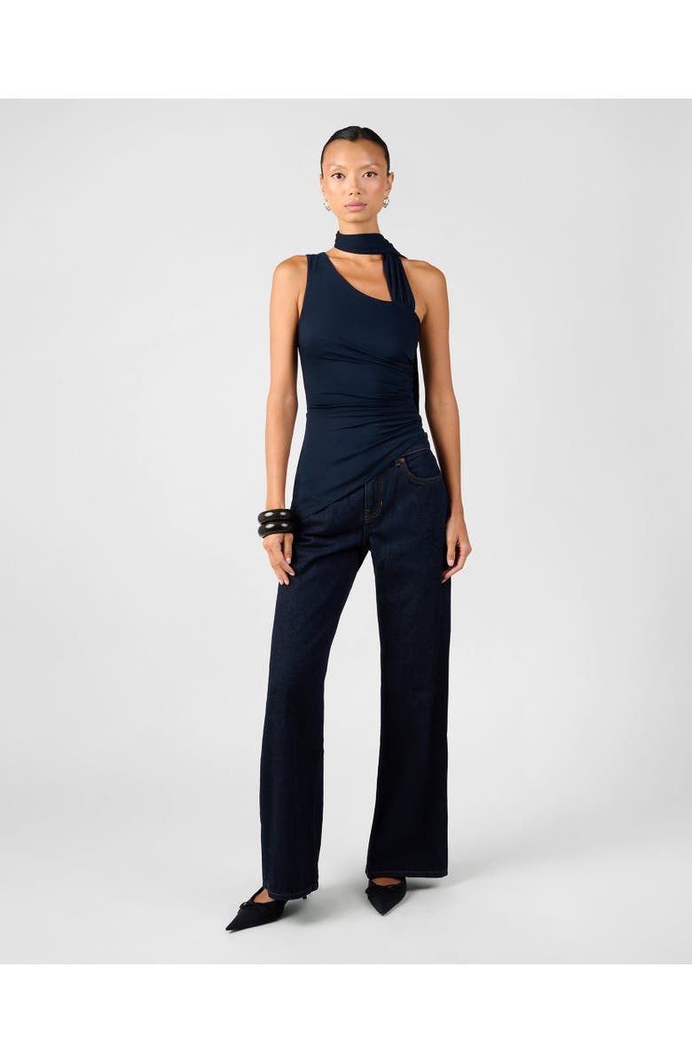 WeWoreWhat One Shoulder Draped Top, Alternate, color, Navy