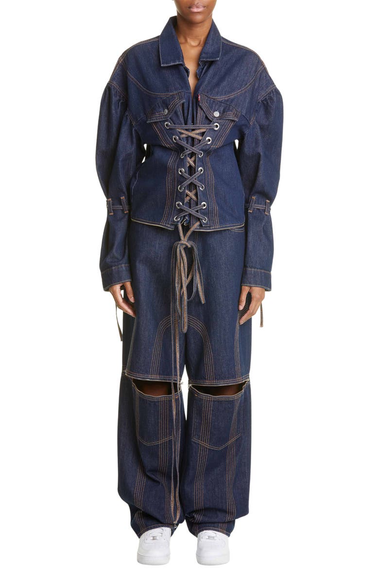 NO SESSO X LEVIS Unisex Baggy Convertible Straight Leg Jeans, Alternate, color, 