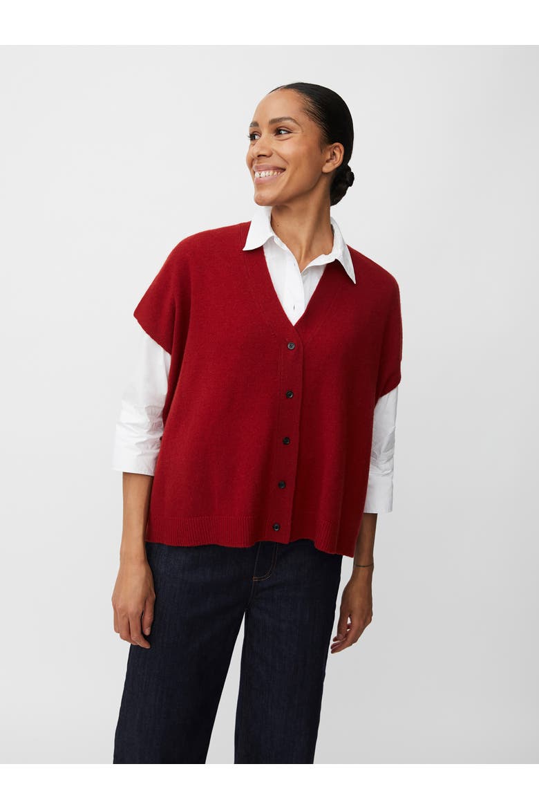 MaLucanne Short Sleeve V-Neck Cardigan, Main, color, Red Dahlia