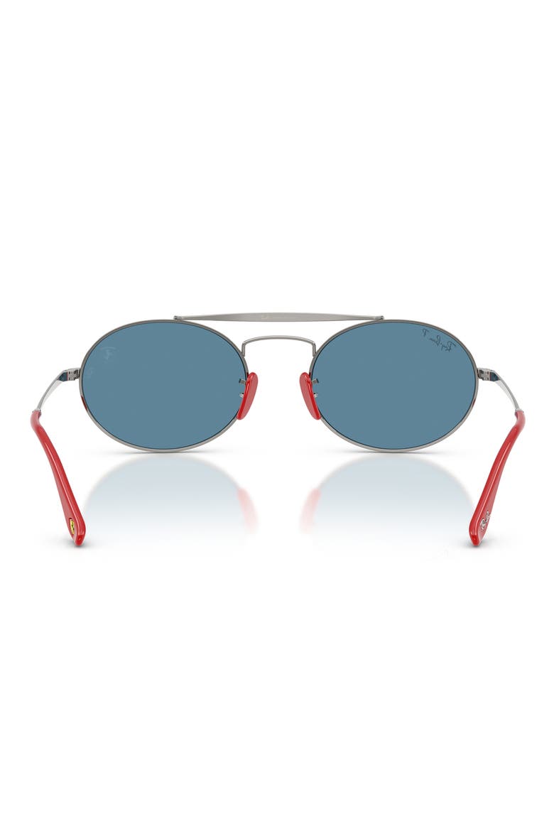 x Ferrari 54MM Polarized Oval Sunglasses, Alternate, color, GUNMETAL / POLAR BLUE
