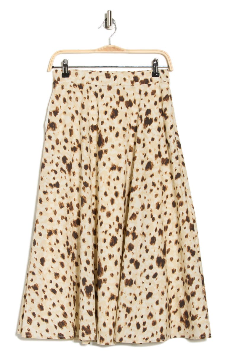 T Tahari Poplin Full Midi Skirt, Alternate, color, Animal Print