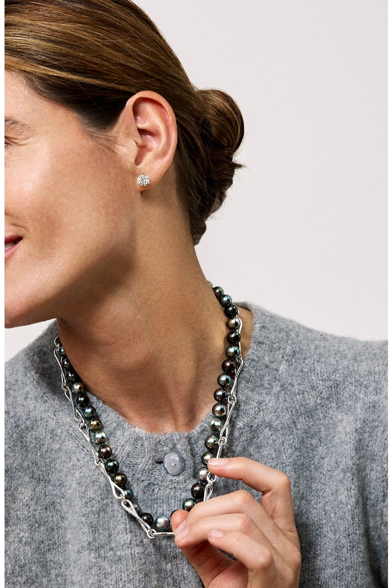 WaterDrop Link Necklace, Alternate, color, STERLING SILVER