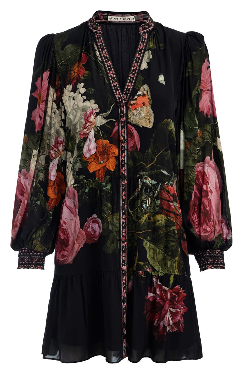 Alice + Olivia Antonette Floral Print Minidress, Alternate, color, Be Still