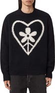 AllSaints Finden Heart Merino Wool & Alpaca Blend Crewneck Sweater