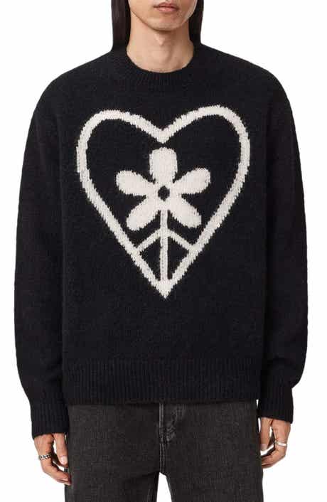 AllSaints Finden Heart Merino Wool & Alpaca Blend Crewneck Sweater