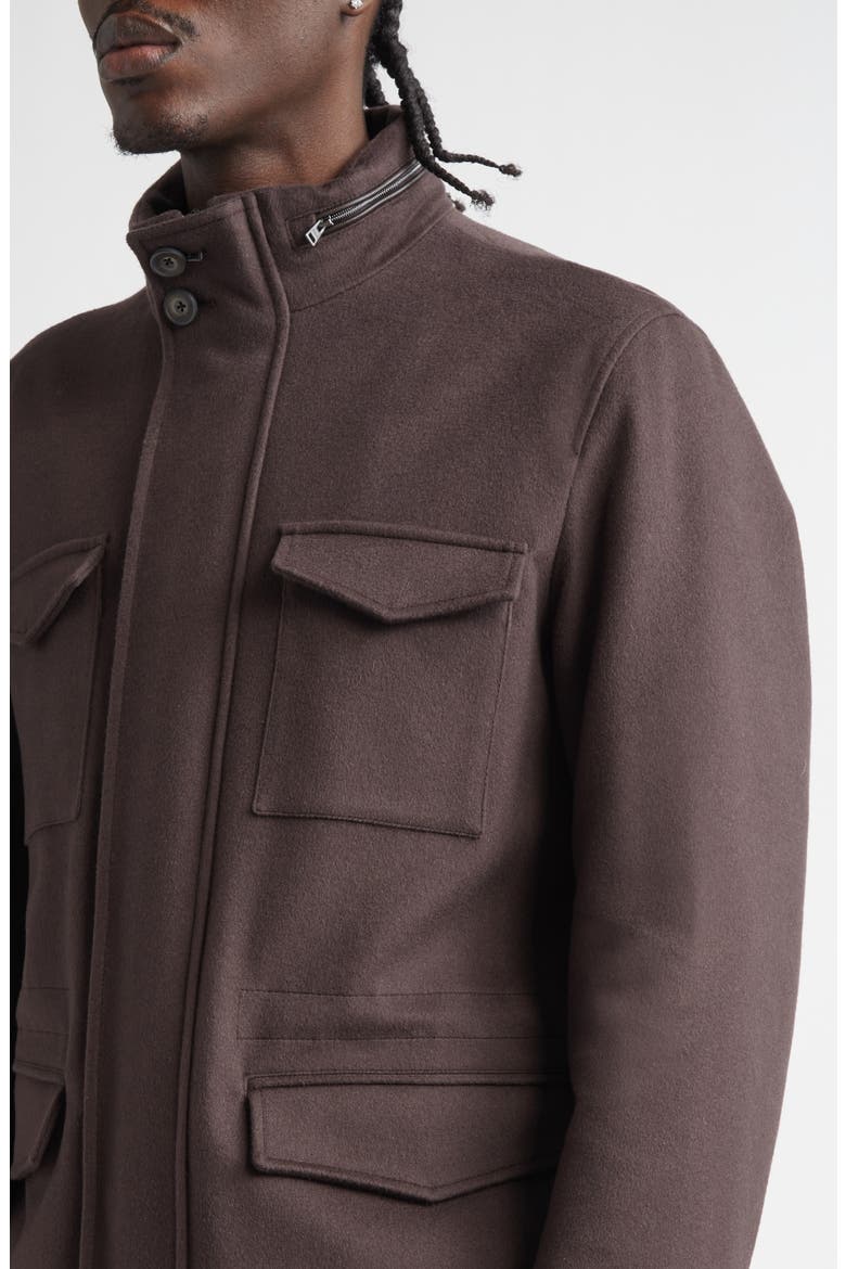 Water Resistant Wool & Cashmere Field Jacket, Alternate, color, CHOCOLATE