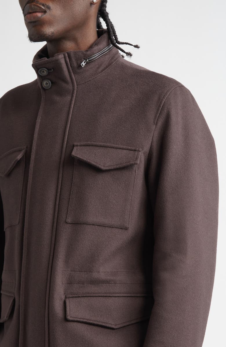 Herno Water Resistant Wool & Cashmere Field Jacket, Alternate, color, Chocolate