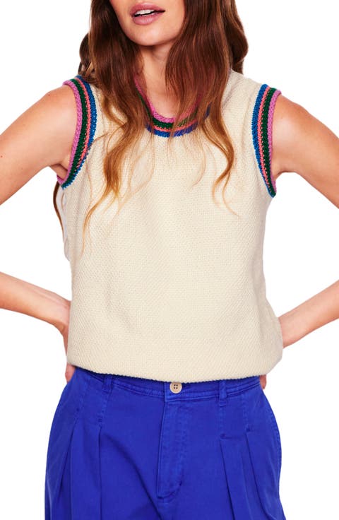 Stripe Trim Sweater Vest