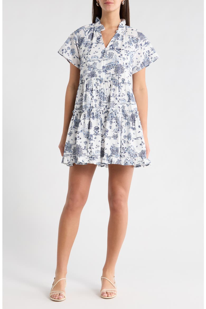 Renzo Toille Cotton Poplin Dress, Main, color, WHITE-BLUE-MULTI
