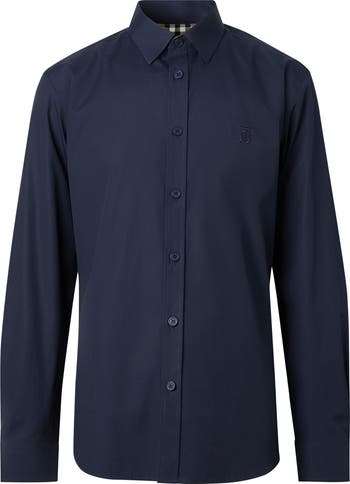 Burberry Sherwood Monogram Motif Slim Fit Stretch Poplin Button-Up Shirt |  Nordstrom