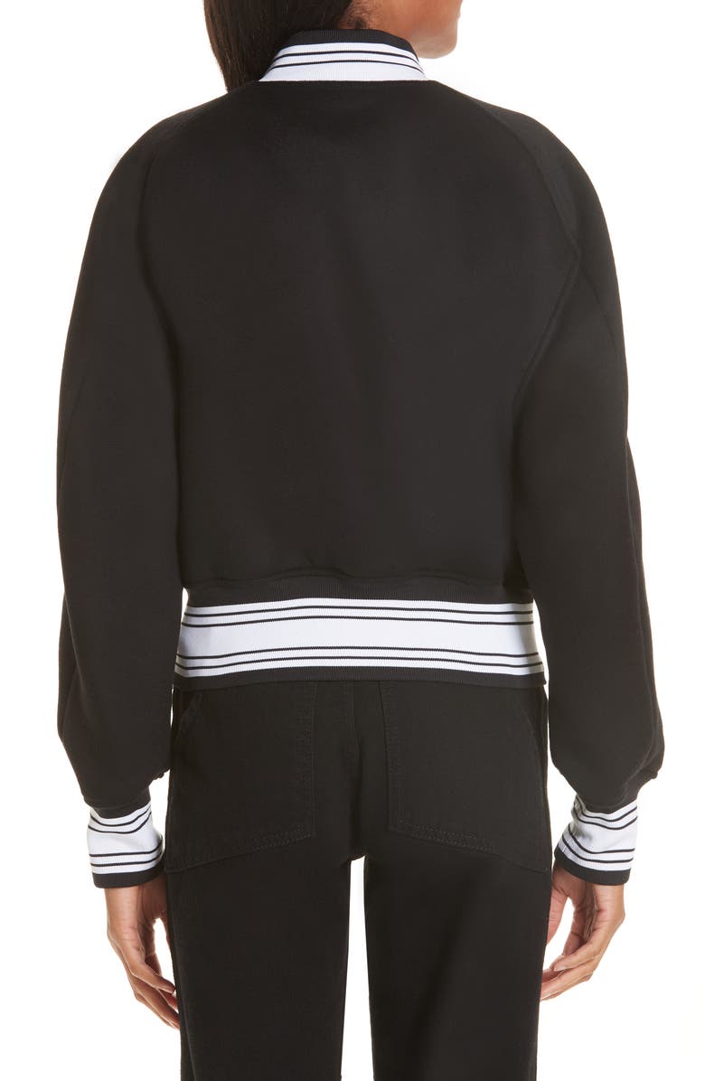 Off-White Crop Varsity Jacket, Alternate, color, 