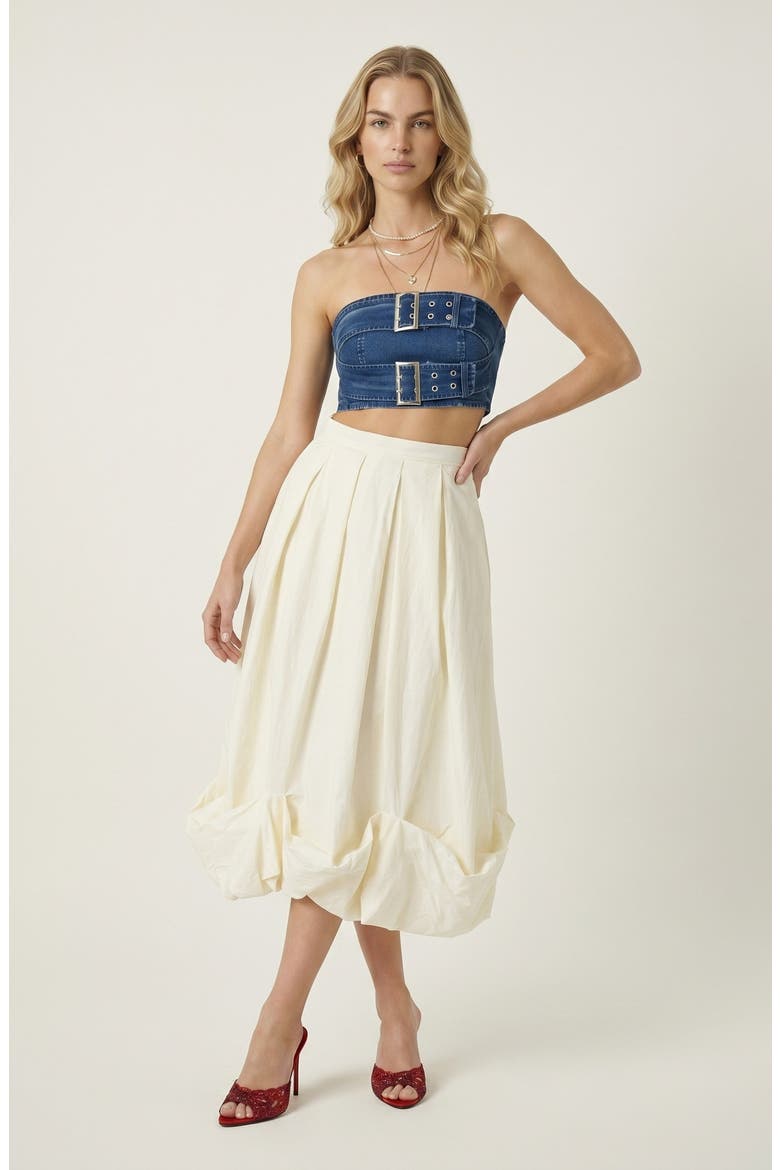 Sculpted Bubble Hem Midi Skirt, Alternate, color, Ivory