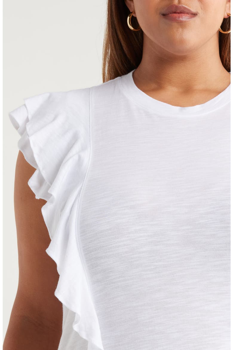 Cascade Ruffle Cotton Blend Top, Alternate, color, WHITE