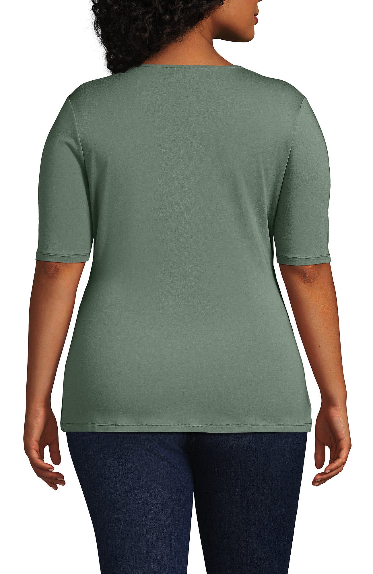 Plus Size Elbow Sleeve Lightweight Jersey Side Tie Blouse - image 2