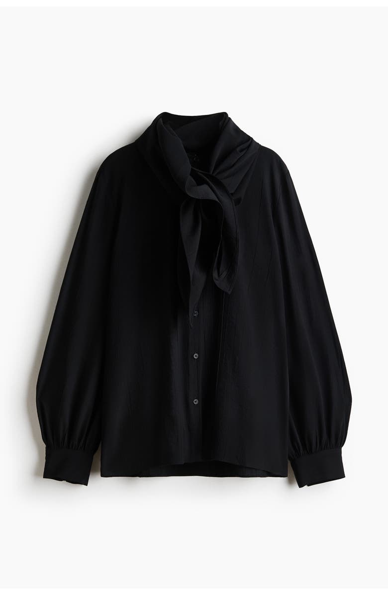 H&M Scarf-detail Shirt, Main, color, Black