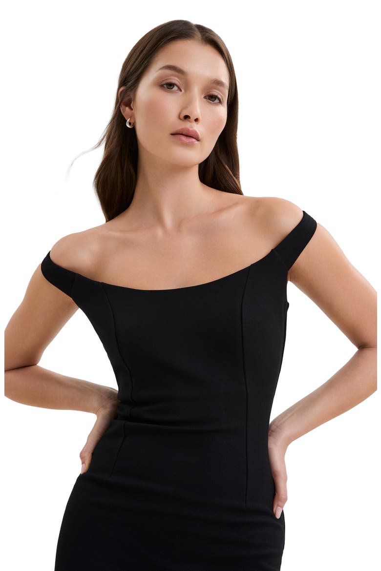 Calla Off the Shoulder Sheath Dress, Alternate, color, BLACK