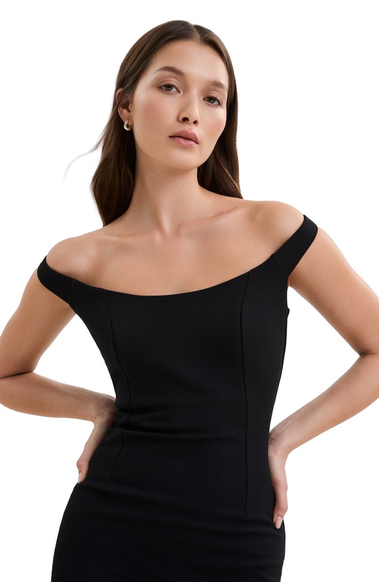 Marcella Calla Off the Shoulder Sheath Dress, Alternate, color, Black