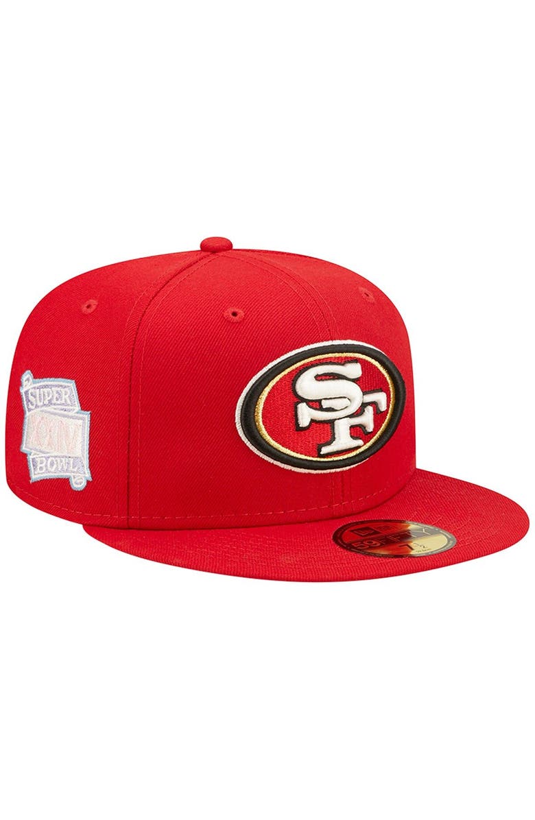 New Era Men's New Era Scarlet San Francisco 49ers Super Bowl XXIV Pop Sweat 59FIFTY Fitted Hat, Main, color,