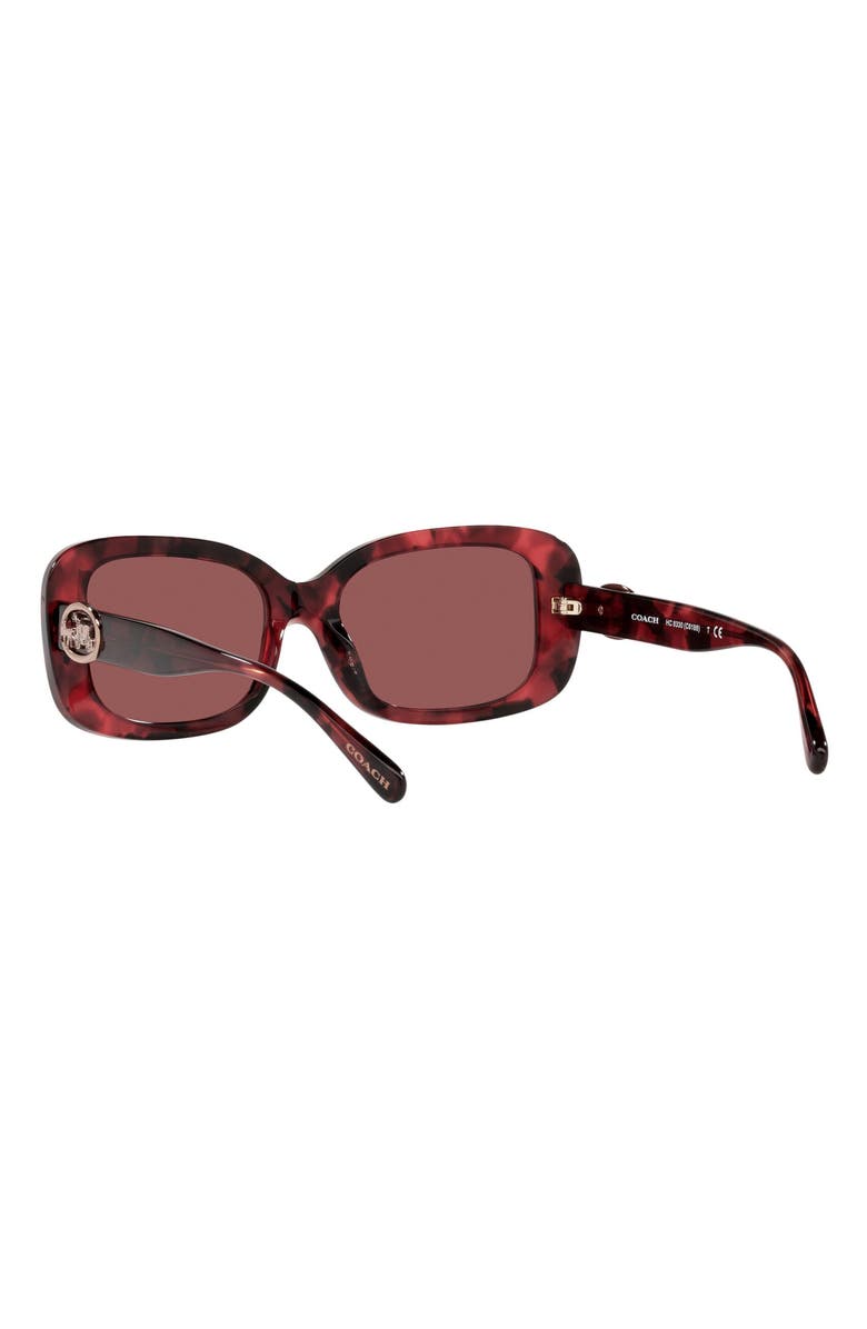 COACH 54mm Rectangle Core Sunglasses, Alternate, color, Milky Wine Tortoise / Burgundy