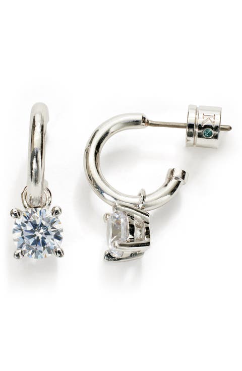 Cubic Zirconia Drop Huggie Hoop Earrings