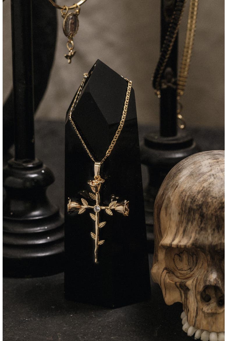 Rosa Sacra Pendant Necklace, Alternate, color, GOLD