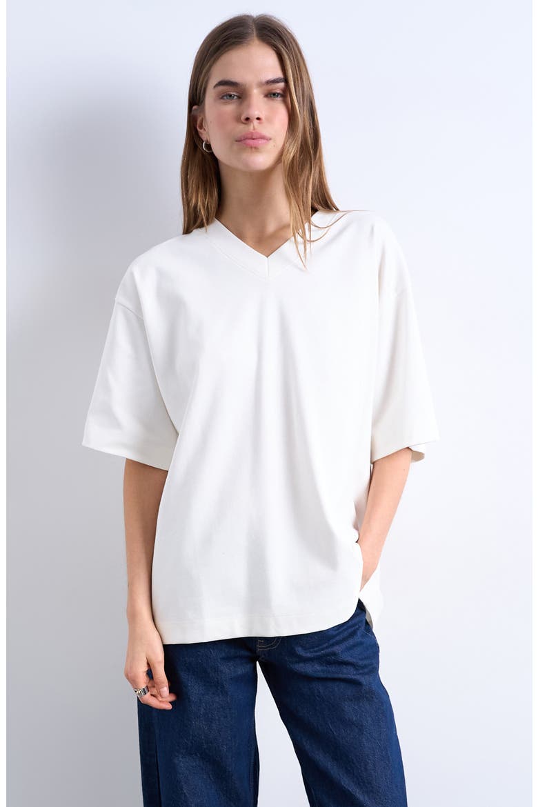 Drop Shoulder V-Neck Tee, Main, color, WHITE