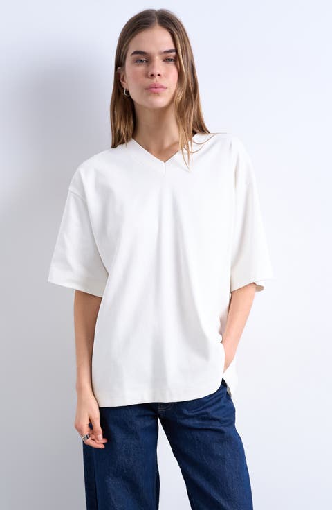 Drop Shoulder V-Neck Tee